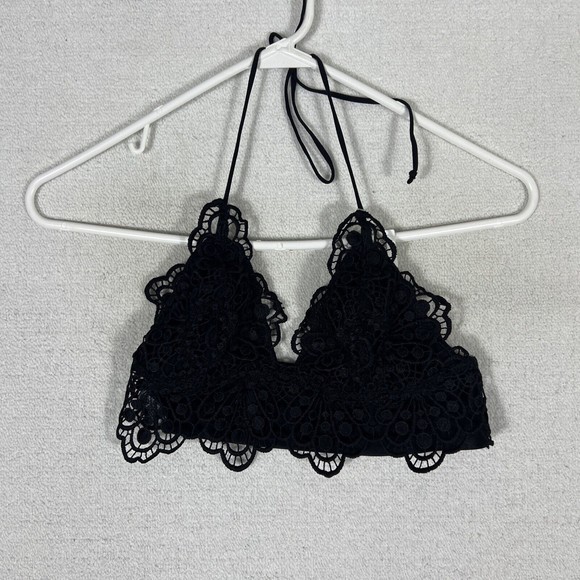Out From Under Urban Outfitters Lace Halter Bra Womens Size Medium Black - Picture 1 of 5